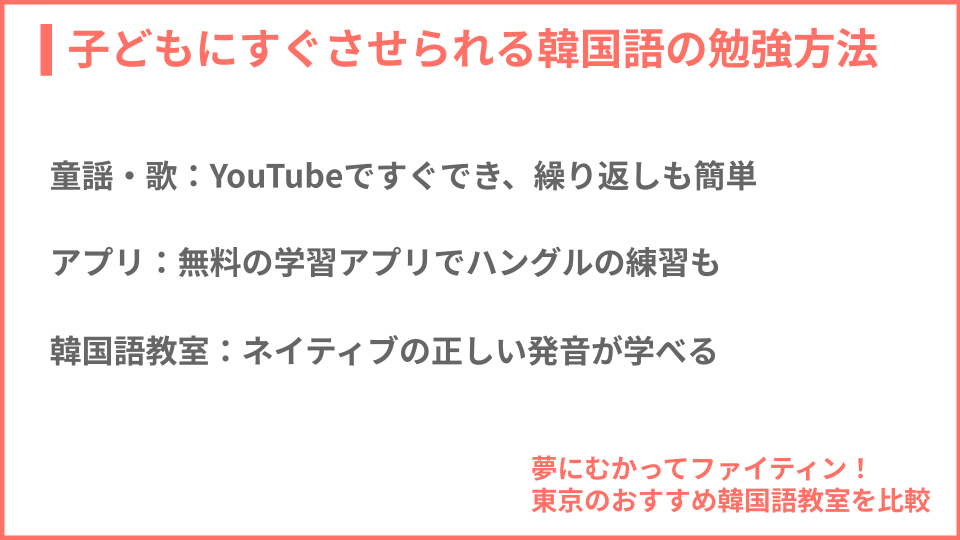 子どもができる韓国語の勉強方法について